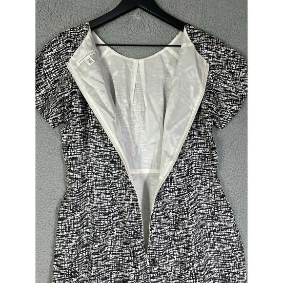 Banana Republic Petite 10P Black White 100% Silk‎ Dress Lined Abstract Print - Picture 5 of 9